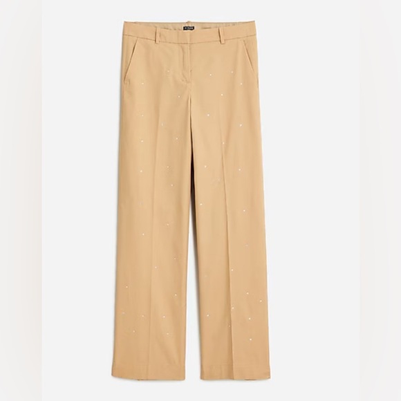 J.Crew Wide-Leg ✨Rhinestone✨Sydney Chino Pant in “Sand Castle” - Picture 1 of 6